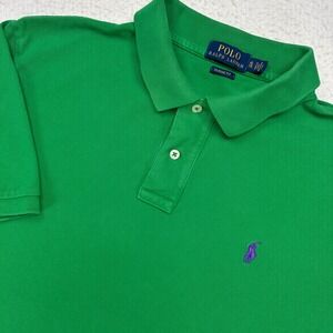 Polo Ralph Lauren Polo Shirt Mens XL Green Classic Fit Short Sleeve Purple Pony
